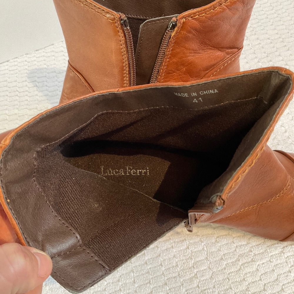 Luca Ferri Women’s Brown Leather Heel Boot Size 41 NWOT - Picture 13 of 16